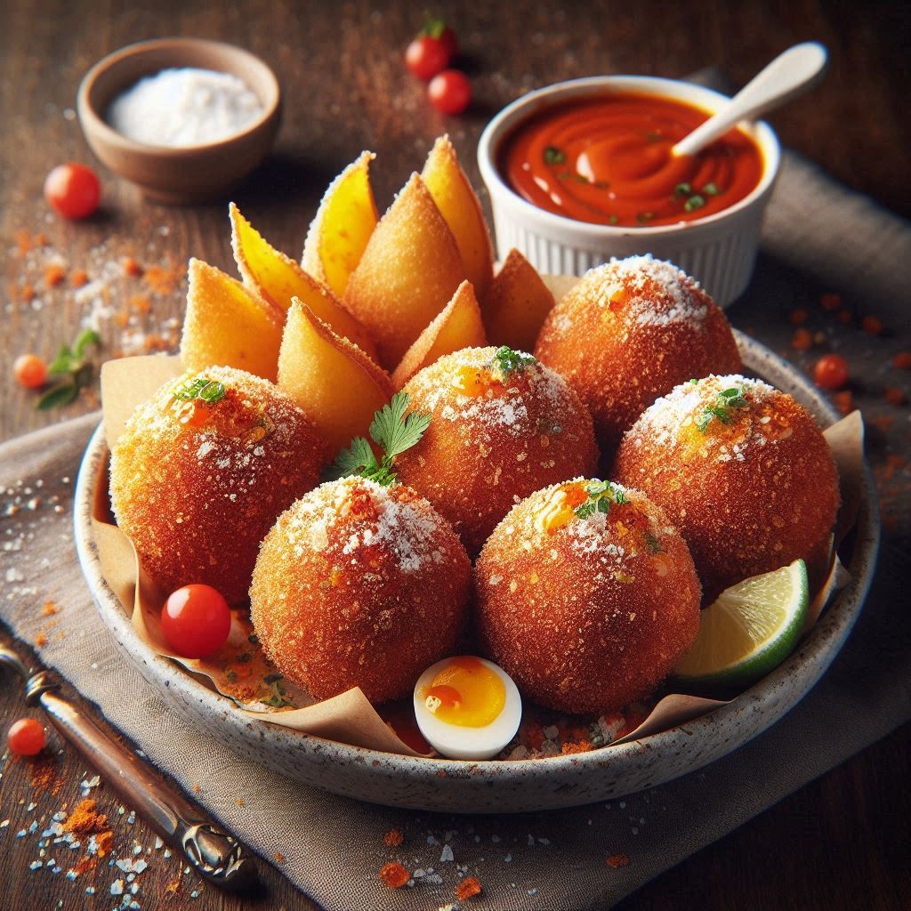 Foto da Bolinha Explosiva recheada com queijo e ingredientes secretos